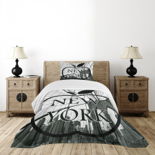 Cityscape Big Apple Motif Bedspread Set