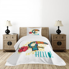 Toucan Bird with Hibiscus Bedspread Set