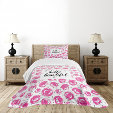 Watercolor Buds Words Bedspread Set