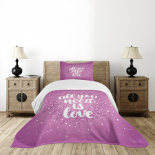 Valentines Floral Words Bedspread Set