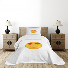 Cartoon Smiley Face Heart Bedspread Set