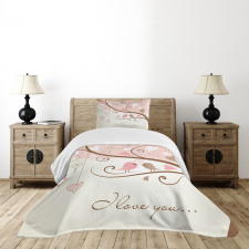 2 Birds Romance Motif Bedspread Set