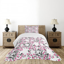 Sakura Tree Bird Bedspread Set