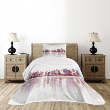 Skyscrapers Silhouette Bedspread Set