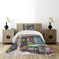 Street Paris Cafe Eating Bedspread Set