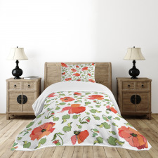 Scattered Buds and Stems Bedspread Set