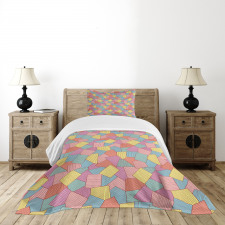 Tile Pattern Stripes Bedspread Set