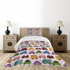 Cartoon Vehicle Design Bedspread Set