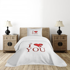 Sheep and Red Heart Bedspread Set