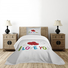 Letters Clouds Heart Bedspread Set