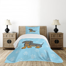 Happy Puppy Cartoon Bedspread Set