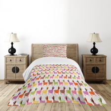 Colorful Puppy Motif Bedspread Set