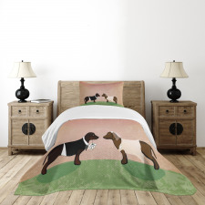 Cartoon Dog Marriage Bedspread Set