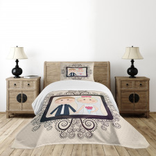 Wedding Bride Groom Bedspread Set