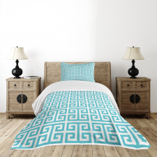Blue and White Fret Bedspread Set