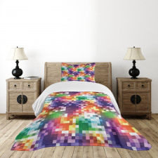 Rainbow Colored Square Bedspread Set