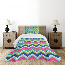 Colorful Chevron Lines Bedspread Set