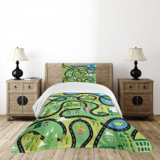 Aerial Coastal Suburbs Bedspread Set