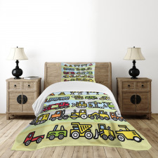 Excavator Loader Machines Bedspread Set