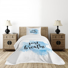 Phrase on Blue Bedspread Set