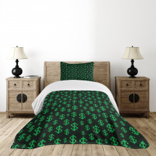 Pixel Art Dollar Pattern Bedspread Set