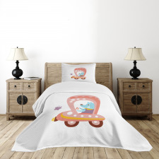 Cartoon Car Puppy Bedspread Set