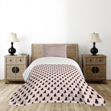 Black Silhouettes on Pink Bedspread Set