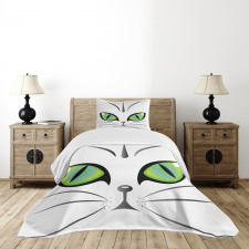 Siberian Cat Watchful Face Bedspread Set