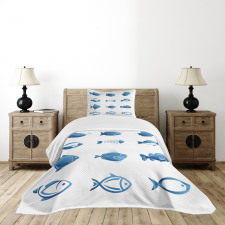 Array of Fish Marine Life Bedspread Set