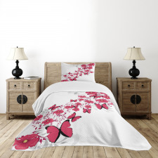 Flower Butterfly Bedspread Set