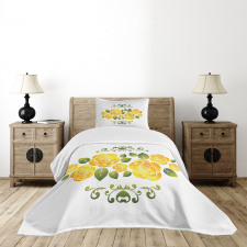 Roses with Swirl Frame Bedspread Set