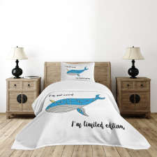 Hand Drawn Blue Whale Bedspread Set