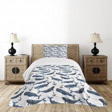 Aquerelle Ocean Whales Bedspread Set
