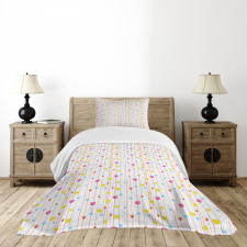 Stripes Tulips Bedspread Set