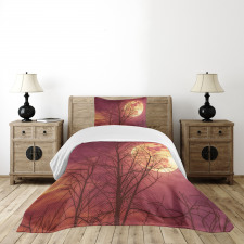 Moon Sky Dead Tree Bedspread Set