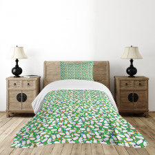 Colorful Pins on Green Bedspread Set