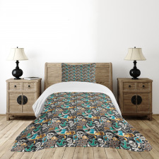 Colorful Objects Marine Bedspread Set