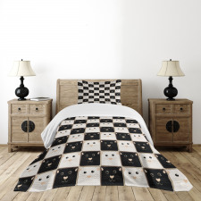 Squares with Cats Bedspread Set