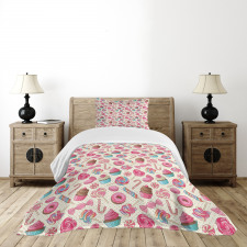 Yummy Food on Dots Bedspread Set