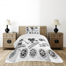 Greyscale Reel Bedspread Set