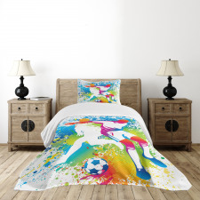 Football Players Colorful Bedspread Set