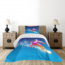 Colorful Snowboarding Man Bedspread Set