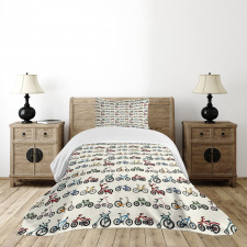 Colorful Bicycles Pattern Bedspread Set