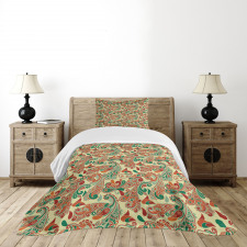 Paisley Style Leaves Bedspread Set