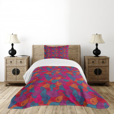 Colorful Swirls Curls Bedspread Set