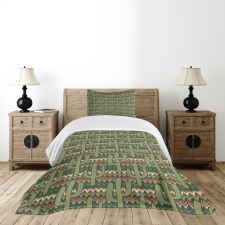 Cartoon Saguaro Zigzag Bedspread Set