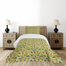 Acoustic Guitars Sketch Bedspread Set