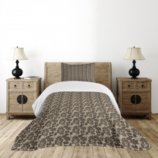 Floral Doodle Leaves Bedspread Set