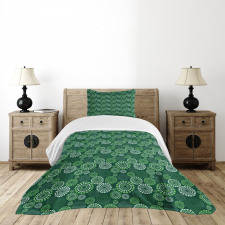 Green Dotted Pattern Bedspread Set