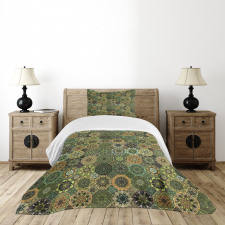 Oriental Floral Octagon Bedspread Set